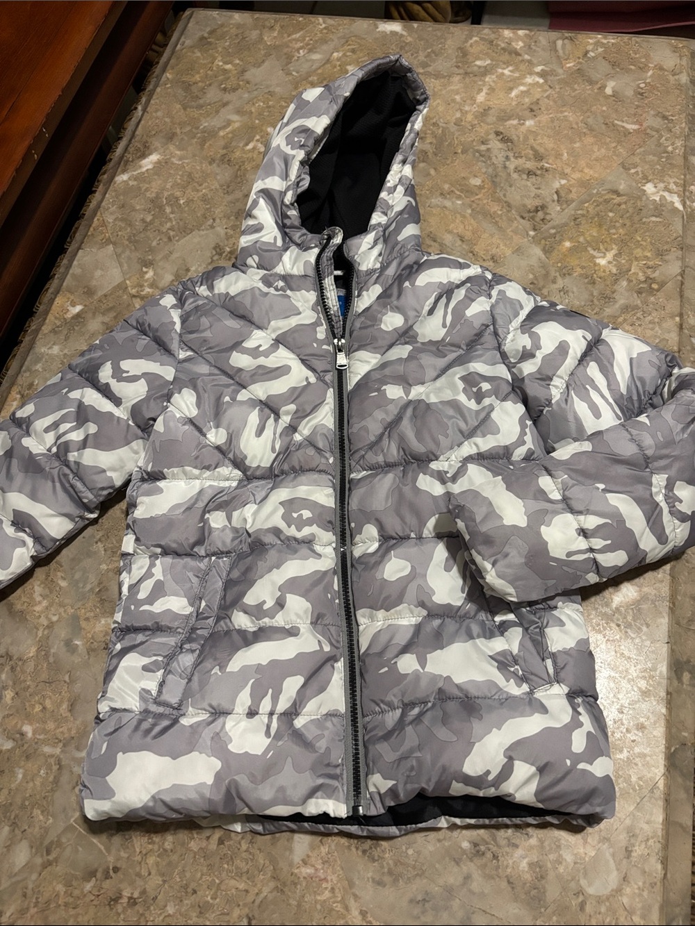 Perry Ellis Kids Gray & White Camo Puffer Coat